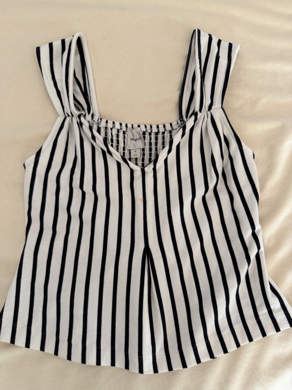 Maeve Black and White Vertical Stripe Tank